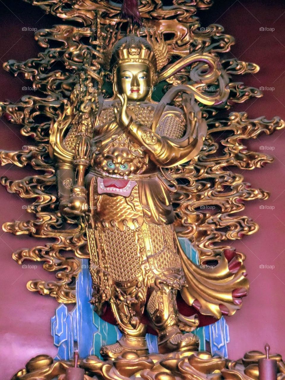 Statue of Wei Tuo Buddha, "Honred Dharma Protector Skanda Bodhisattva" at  Jonghe (Lama) Temple 
