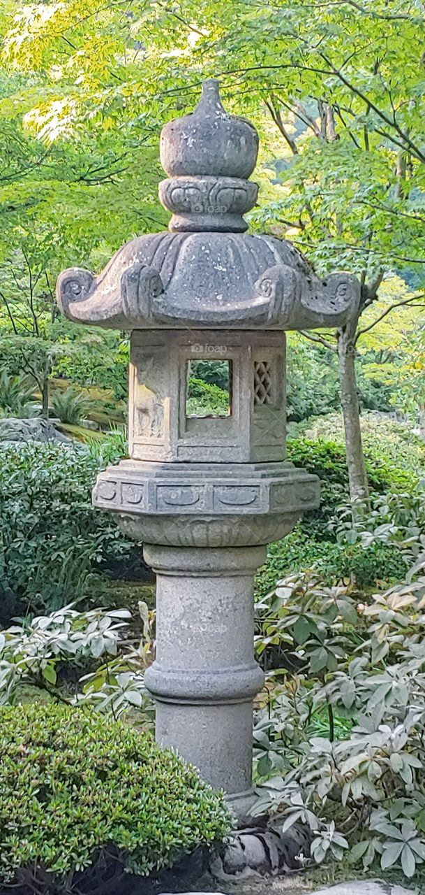 japanese garden lantern in a beautiful garden in seattle