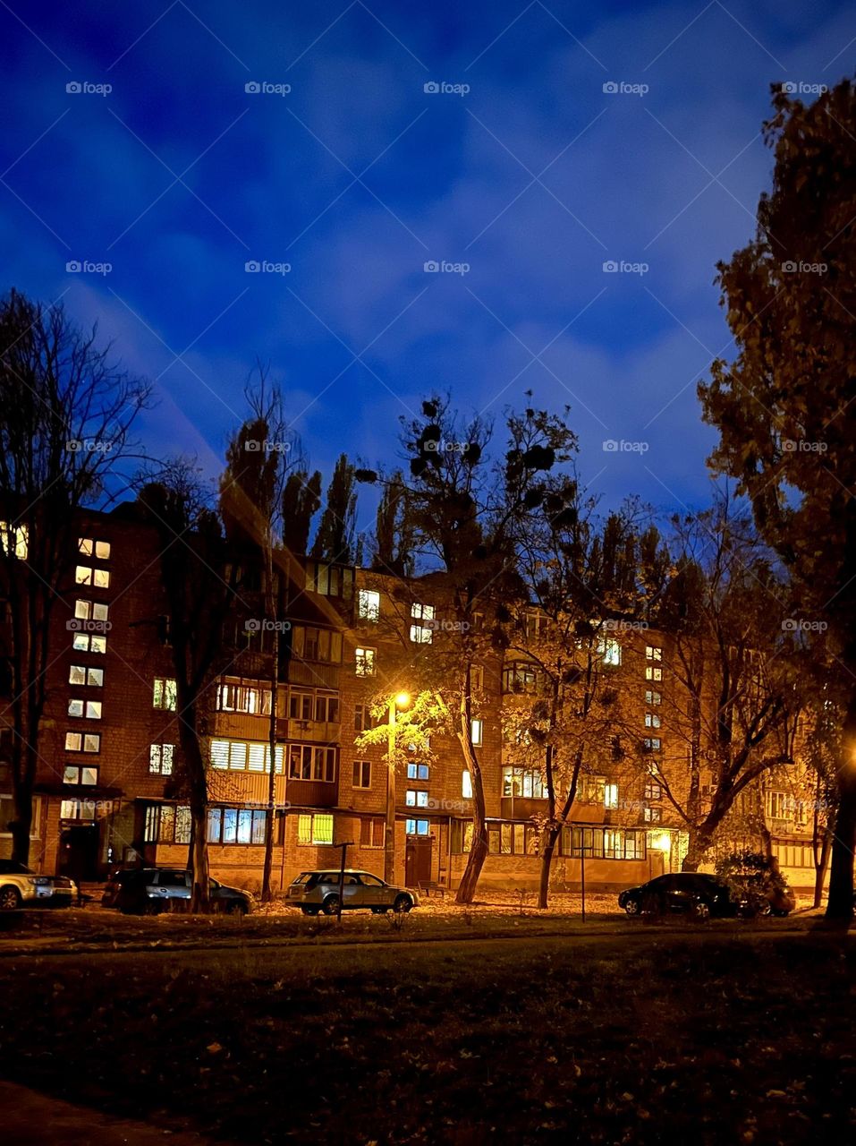 Cozy atmosphere in the evening city