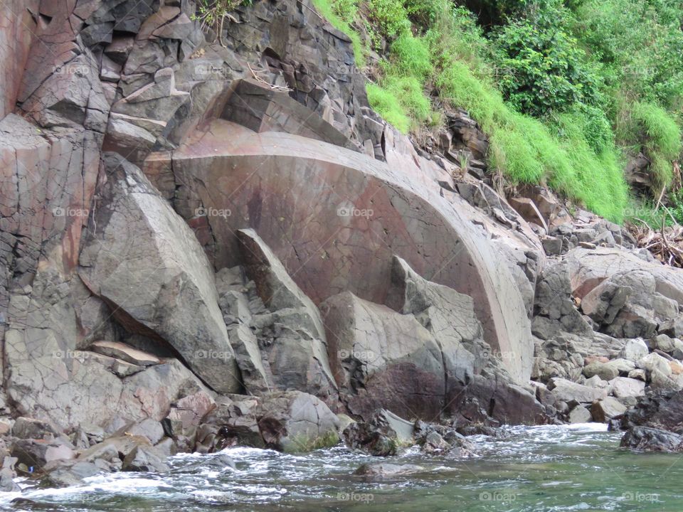 Unique rock formations on the coastline.