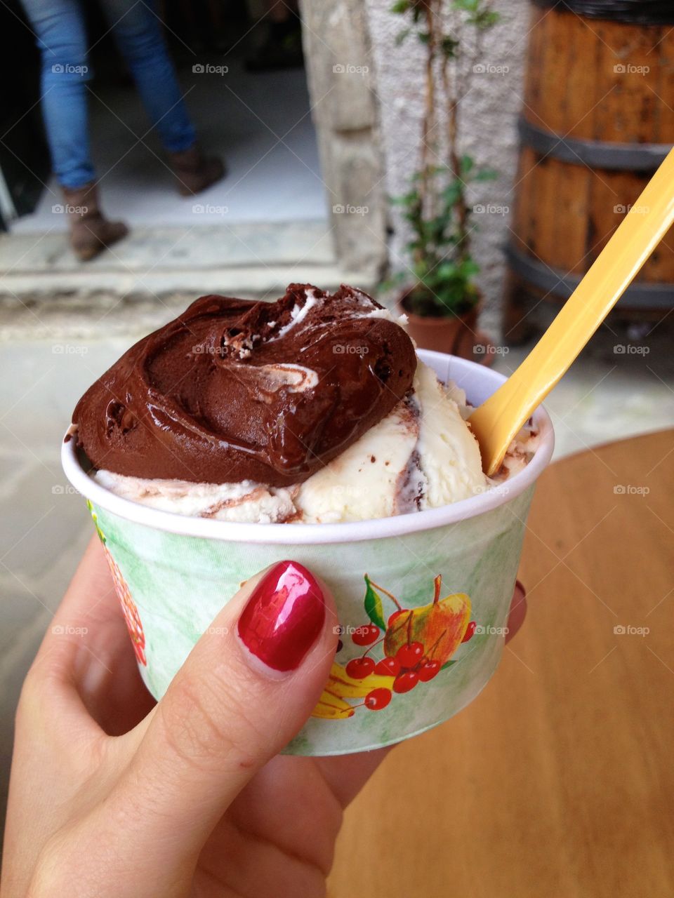 Gelato. Eating gelato in Vernazza, Italy 