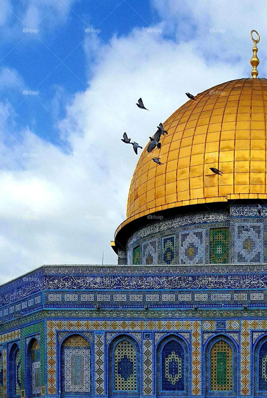 The beauty of the Dome of the Rock is the capital of occupied Palestine by the Israeli occupation
