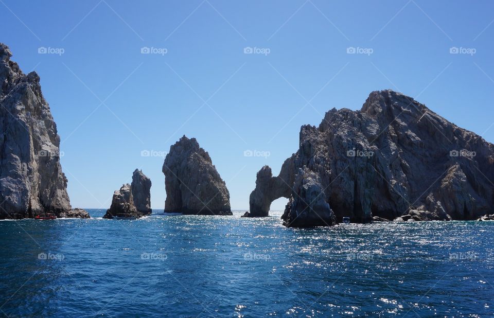 Blue calm sea in sunny day