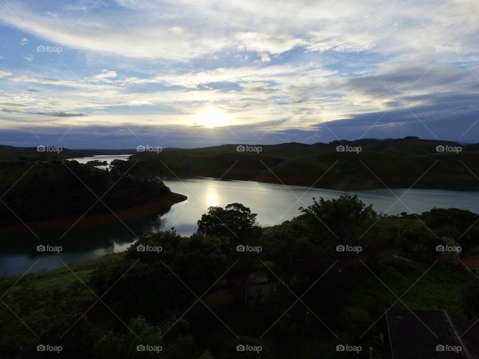 Sunset in the Brazilian dam
