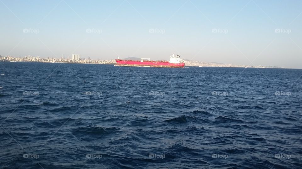 A huge tanker in the Marmara Sea Istanbul, Turkey