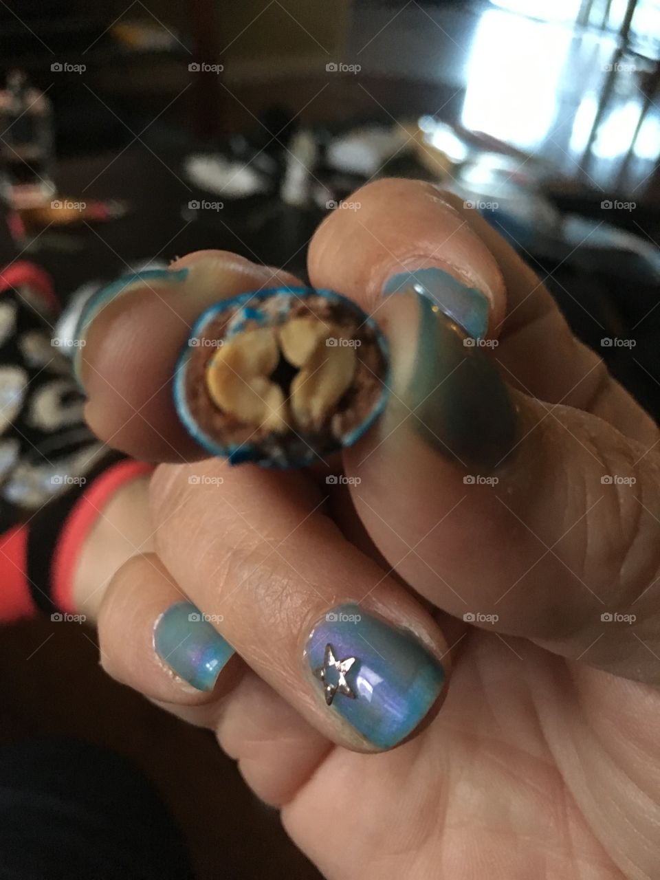 Hole in my peanut M&M and pretty nails