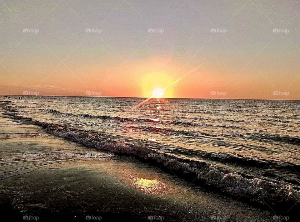 the sunset on Baltic Sea