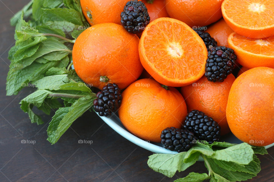 Oranges and blackberries