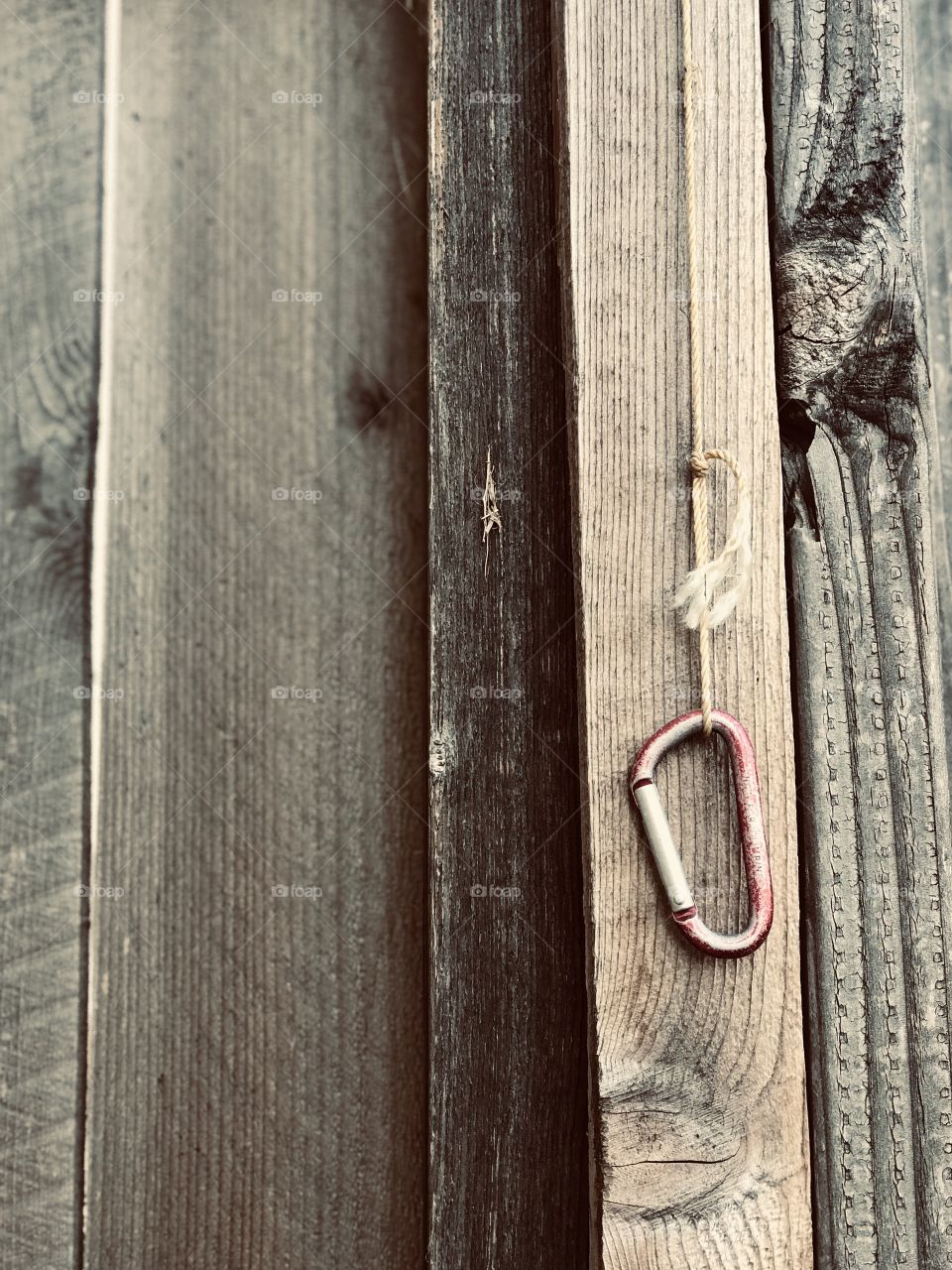 The carabiner lock on the fence door