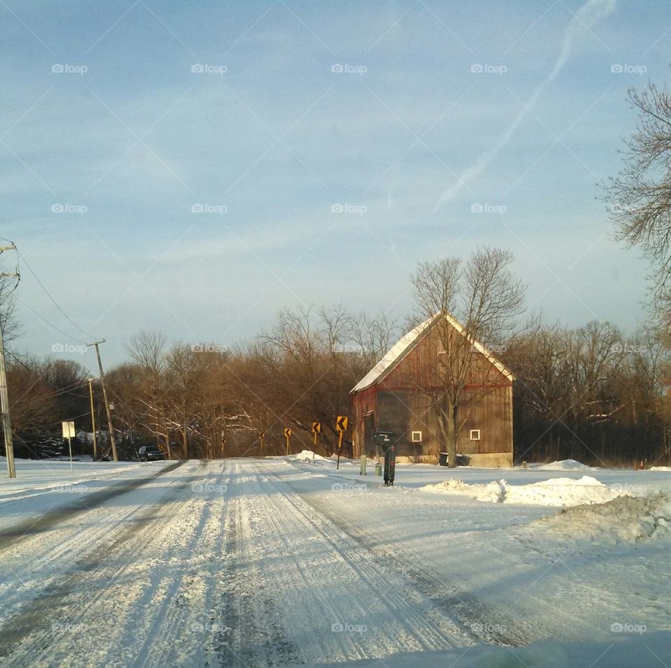 Snowy Barn