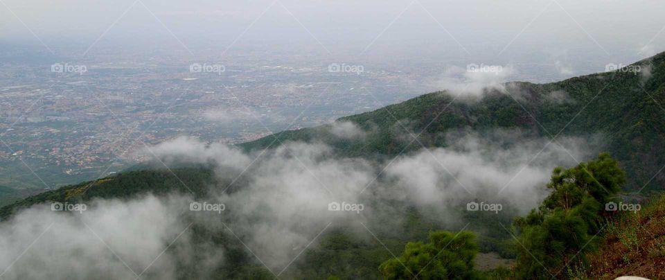 view on stormy clouds from mount Vesuvius in Italy