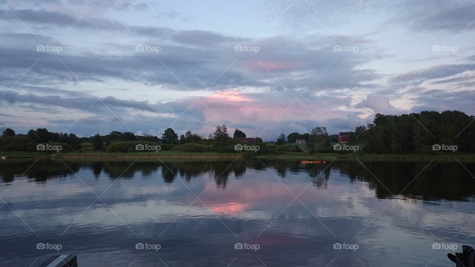 Sunset reflecting in a lake