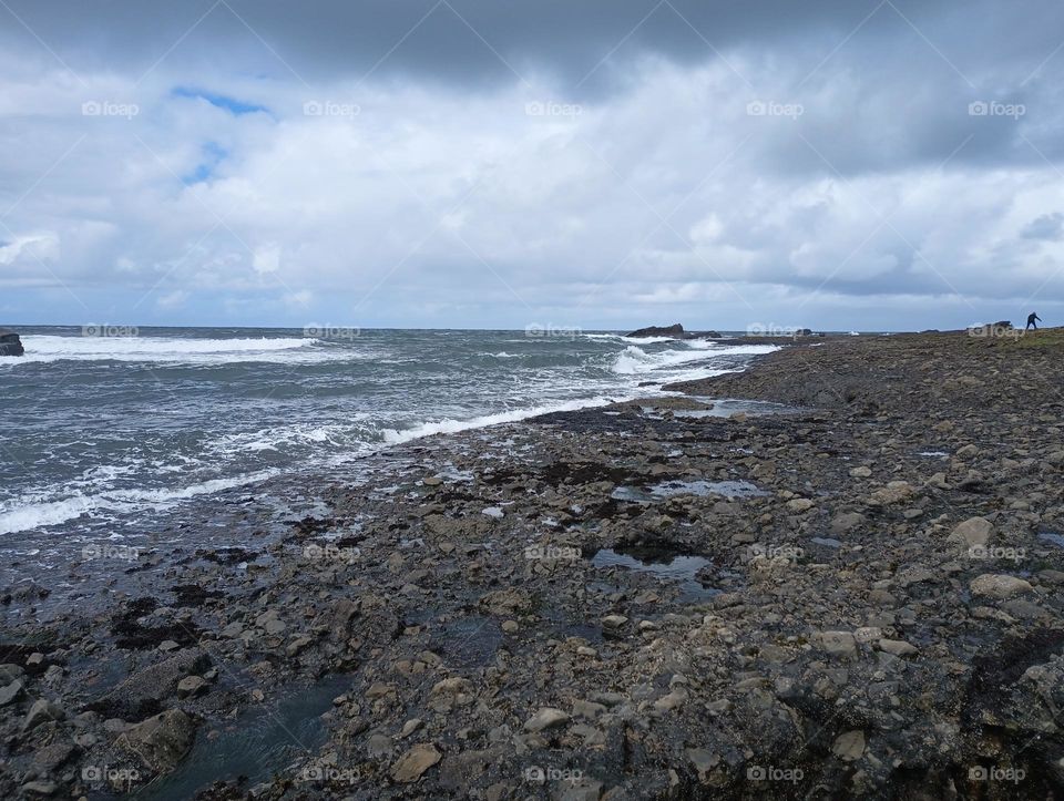 beautiful rocky Oregon coastline, cloudy day