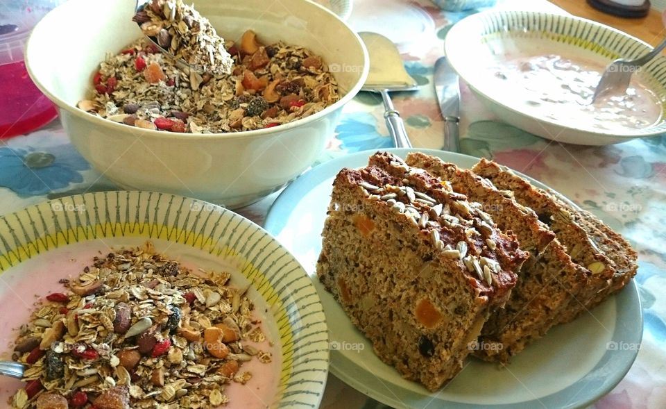 Homebaked bread and granola