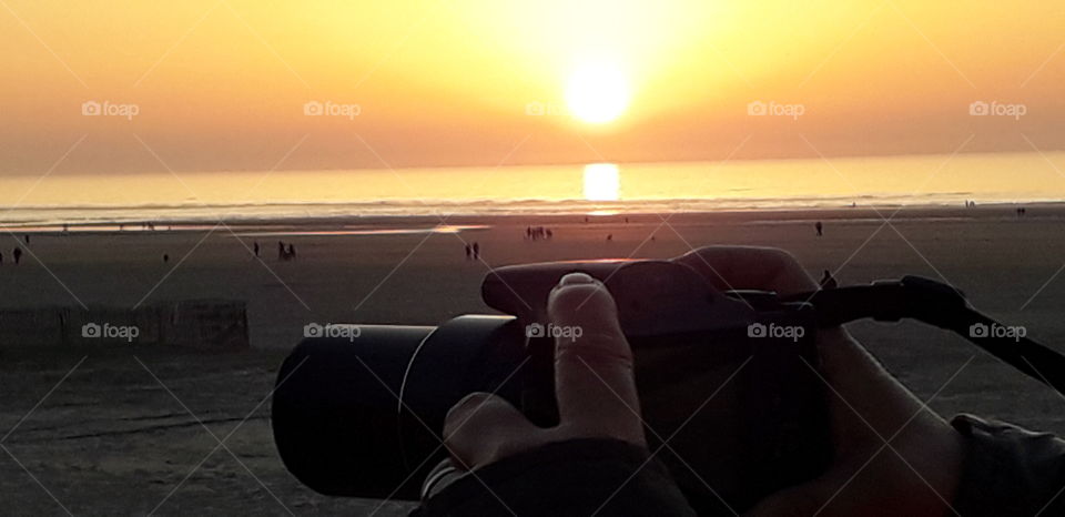 couché de soleil à Berck et prise de vue