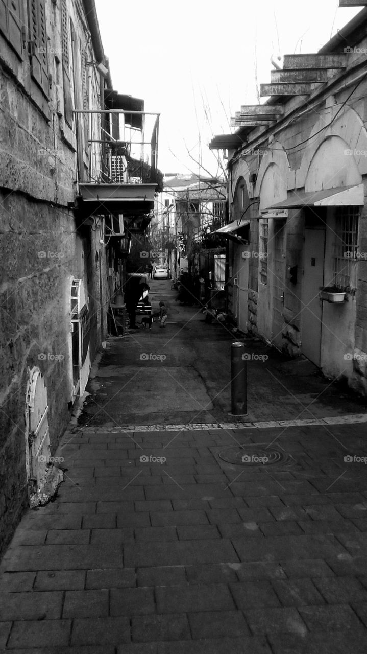 Ancient street in Jerusalem with old architecture
