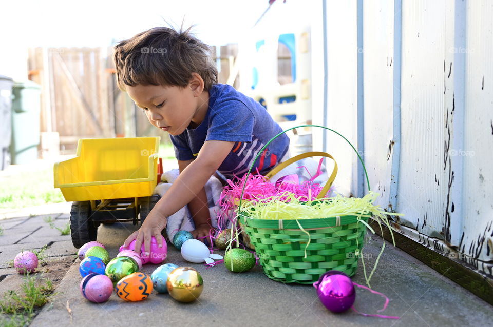 Happy Easter for our toddler, he’s looking for a special egg. 