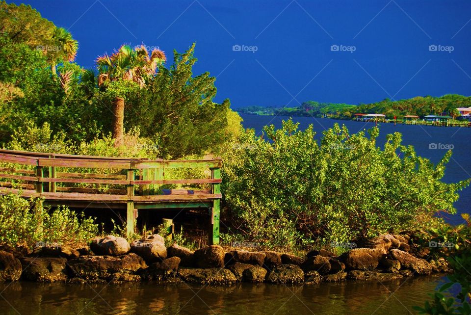 Dock water and blue sky