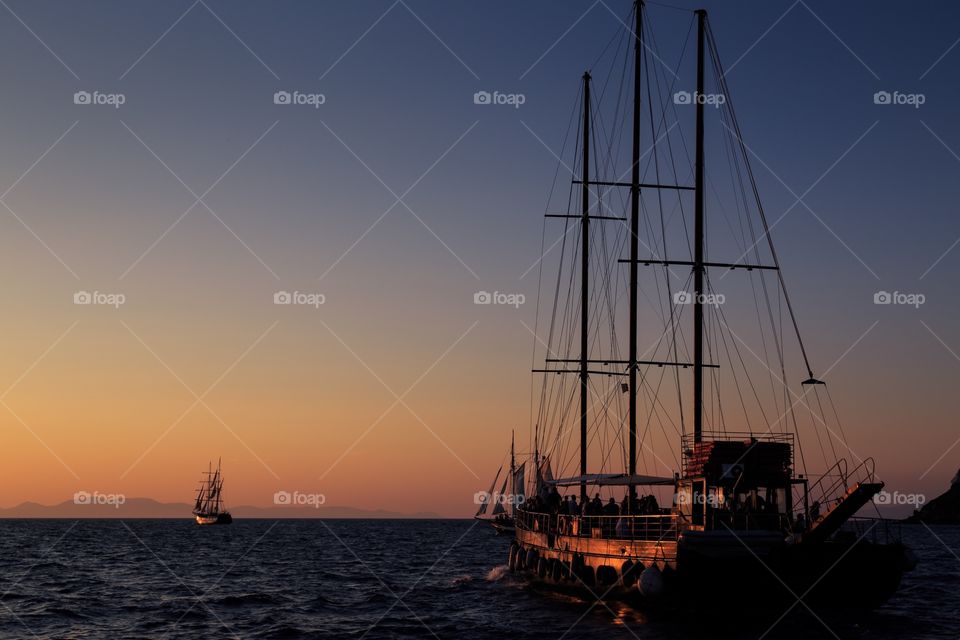 Water, Sunset, Sea, Sailboat, Ocean