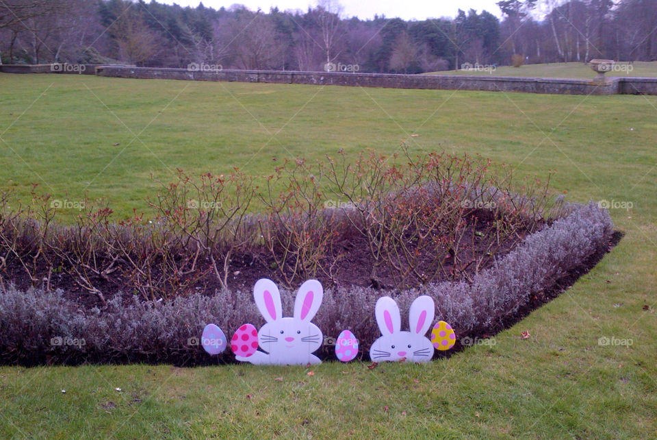 Easter garden decorations.