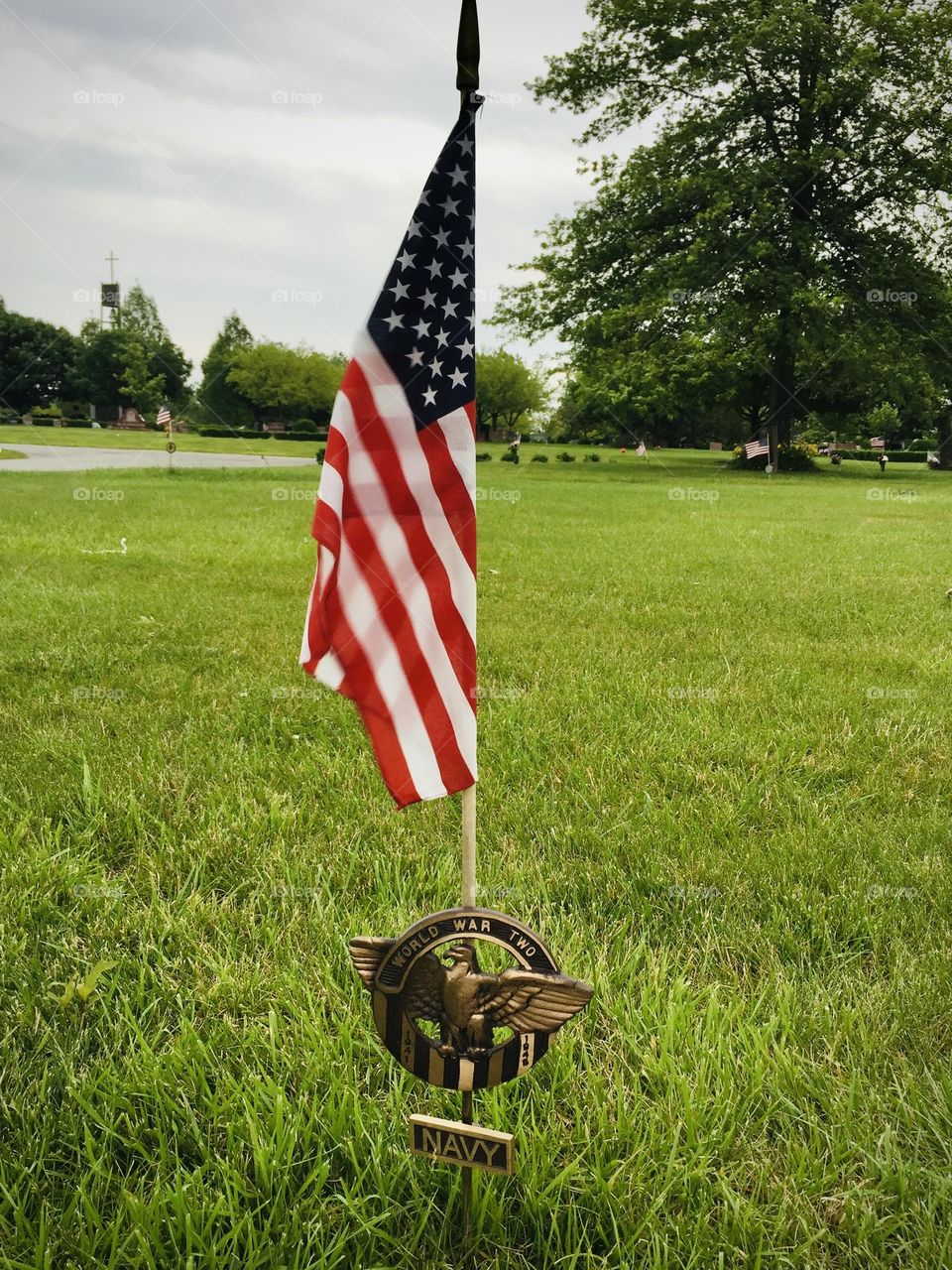 Grave marker to honor my grandfather’s military service in World War II, my grandfather fought on D-Day.