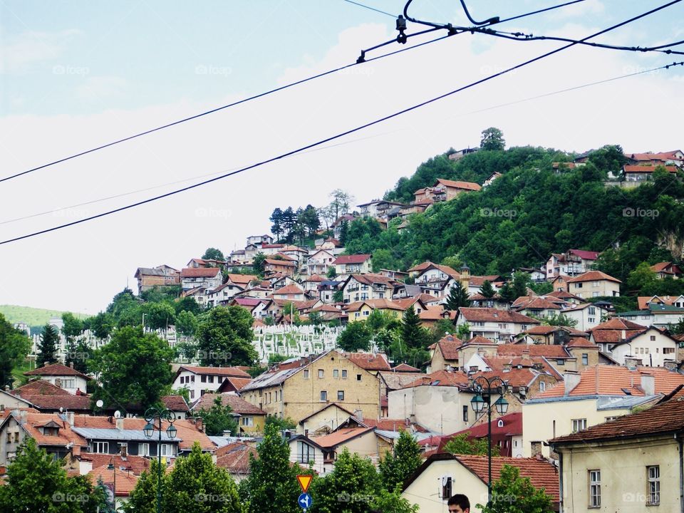 Houses on a hill in Sarajevo 