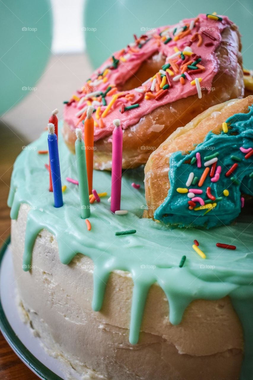 Birthday Cake with donuts