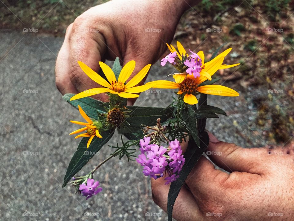 Went on a nature walk and husband surprised me with his own wildflower bouquet 