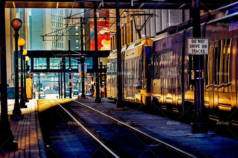 Light rail leaves Lowertown, St. Paul, Minnesota
