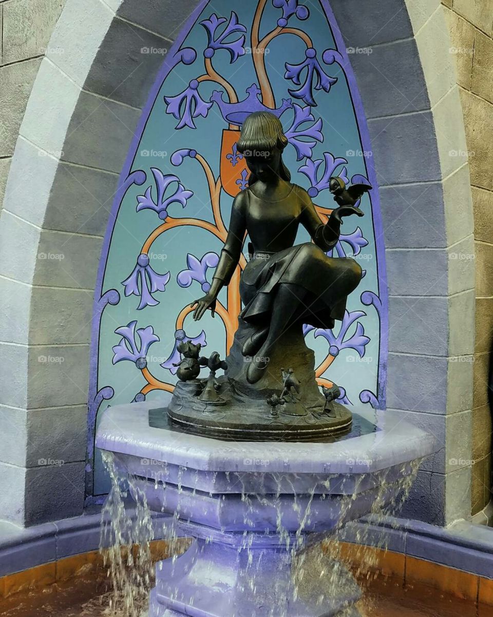 Beautiful water fountain silhouette at the Magic Kingdom in Orlando Florida