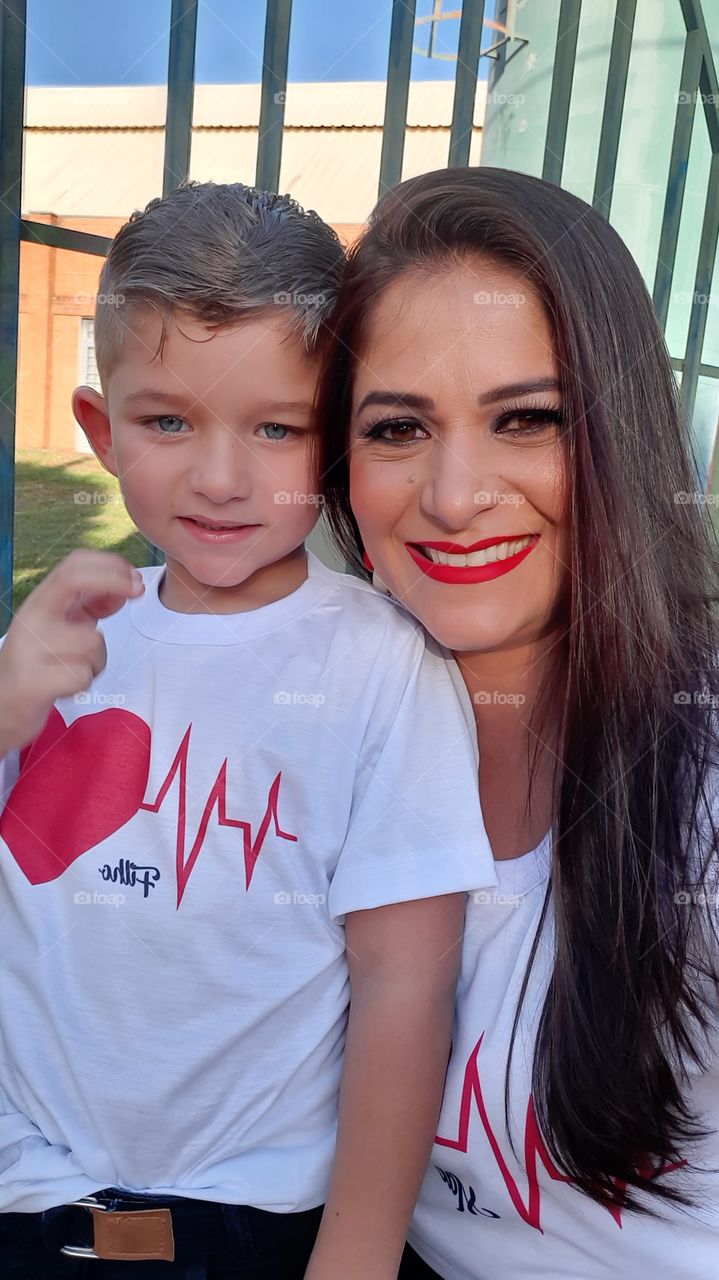 mother and son smiling