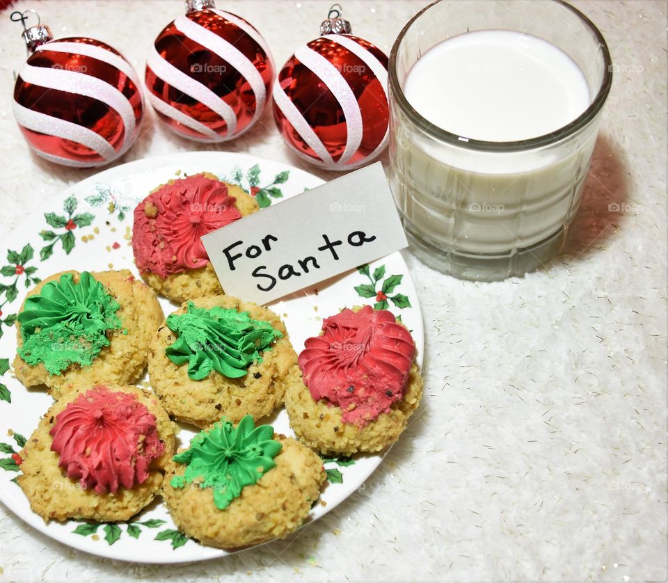 Still life, cookies and milk for Santa