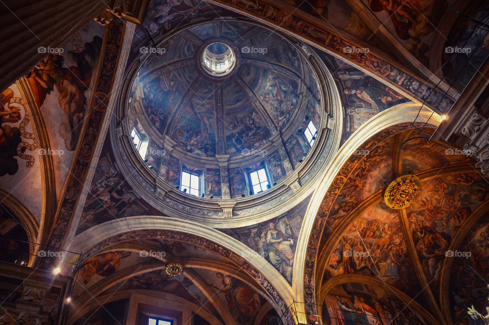 Low angle view of church interior at Spain