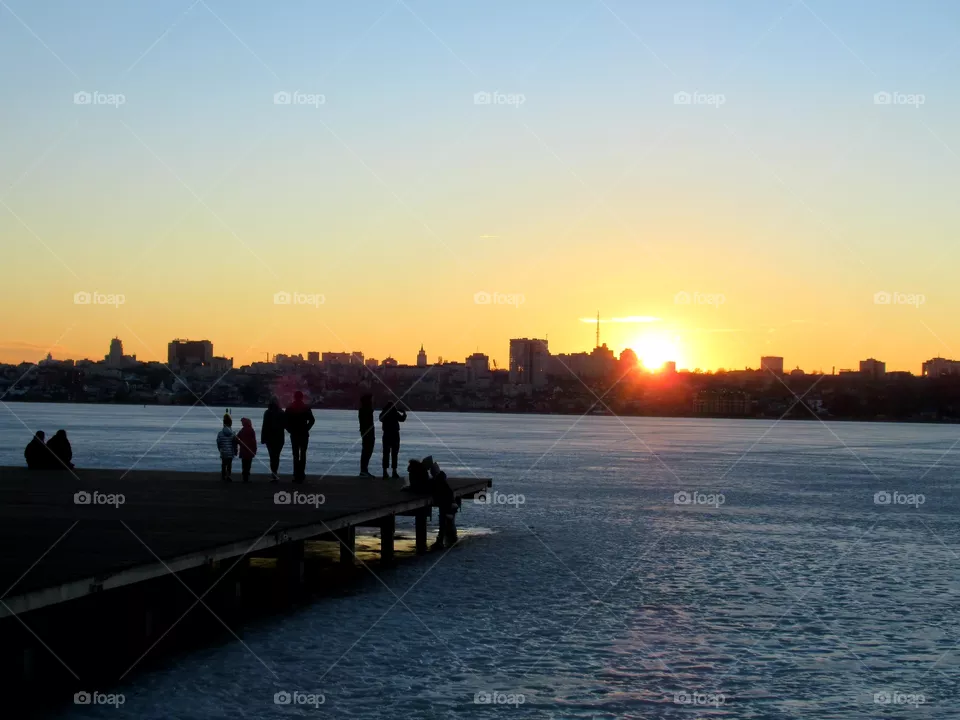 sunset in the city
