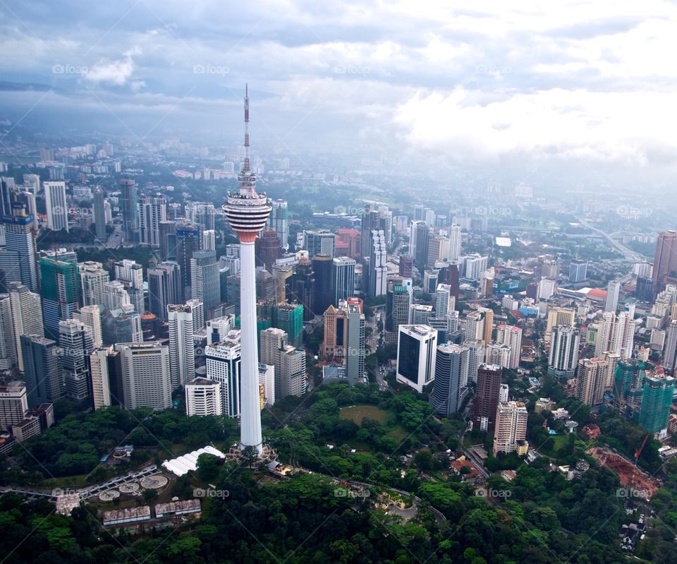 KL Tower, Kuala Lumpur, Malaysia, from the air