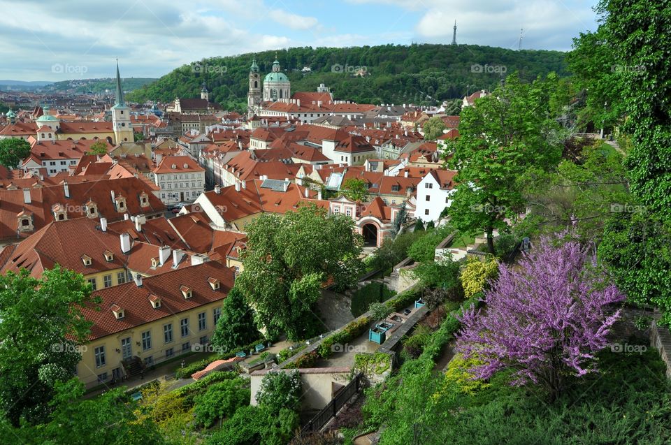 beautiful Prague view during spring Europe trip - roof top view