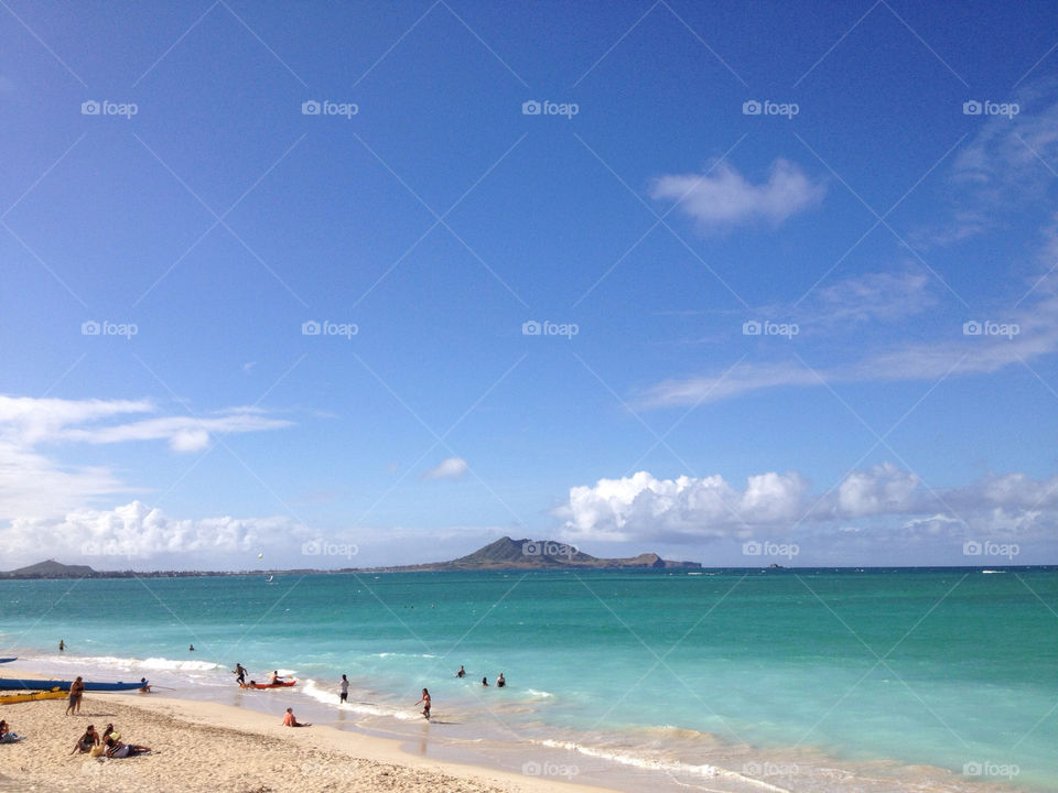 beach people sunny clouds by patrickhardy