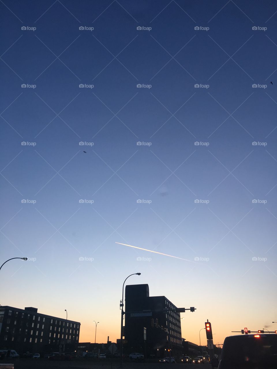 Bright blue sky on a cool morning 