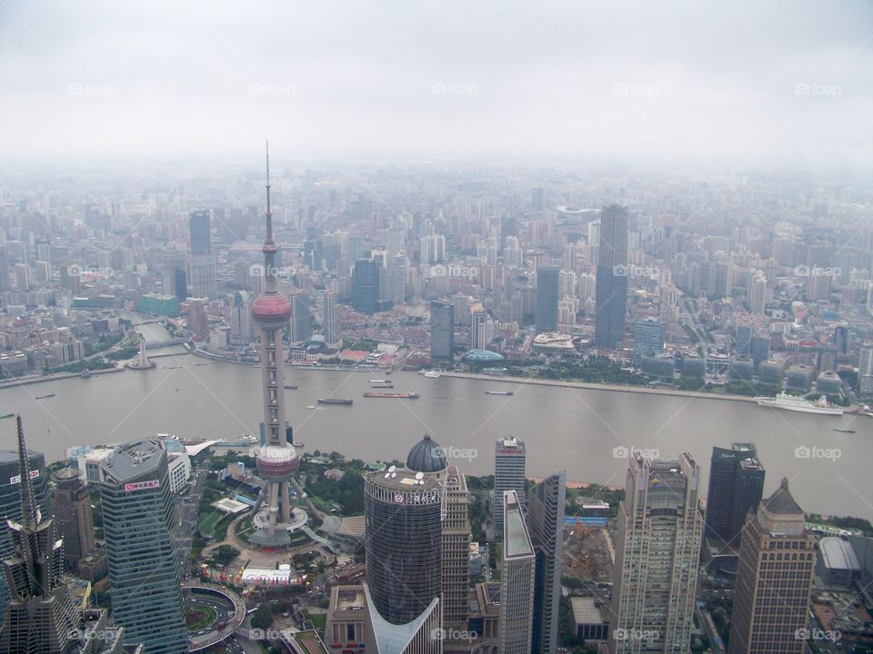 Great view of Shanghai from atop "the bottle opener"