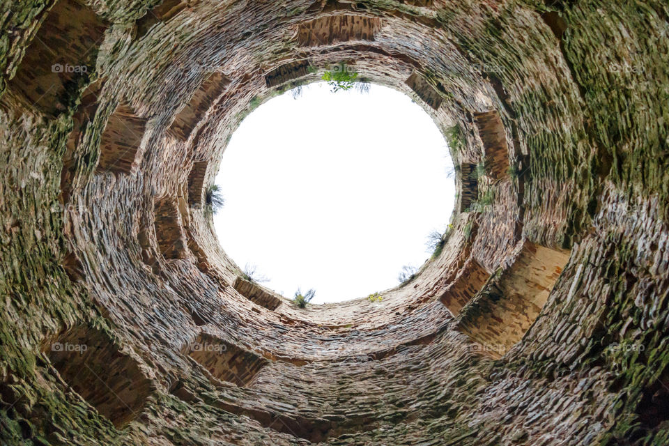 look at the sky from an old tower