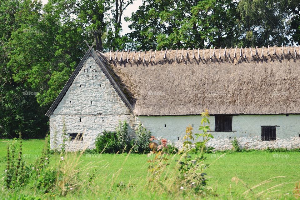 Old barn with straw roof