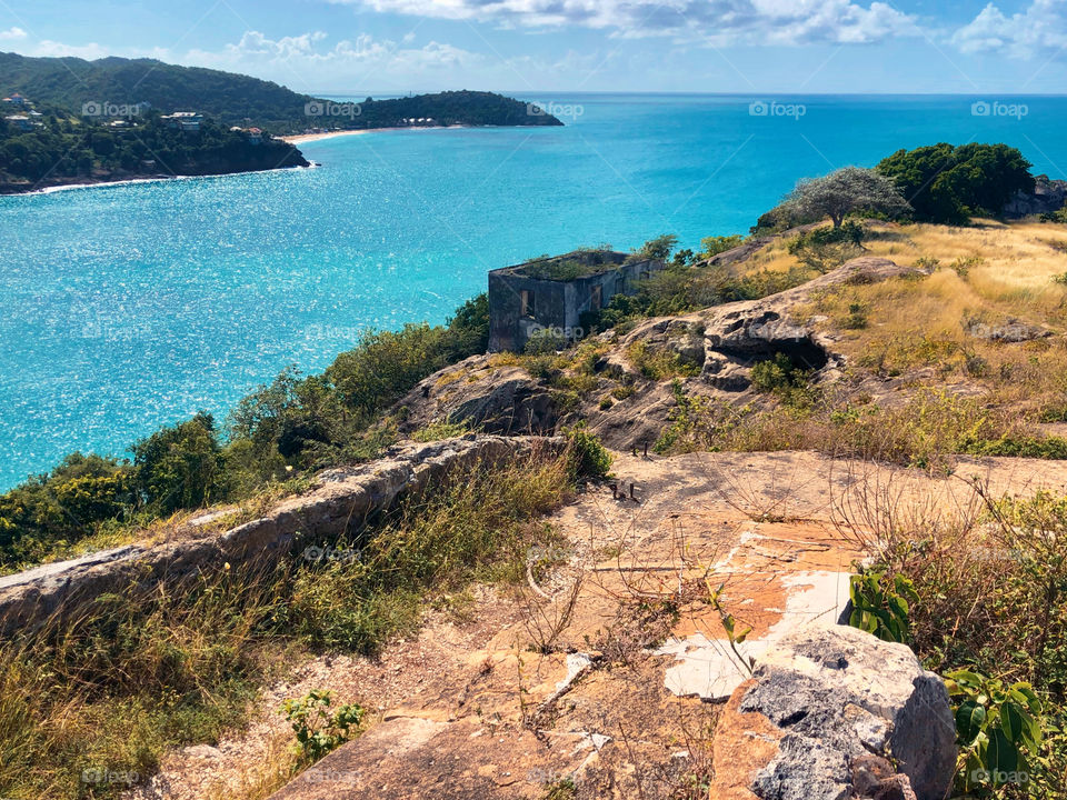 Landscape of Antigua coastline
