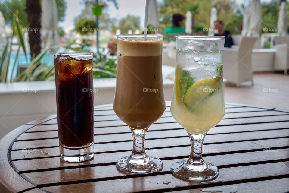 Different drinks on the table