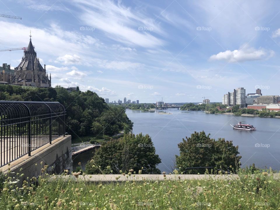 City landscape surrounded by nature