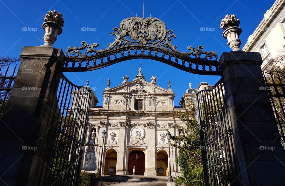 Entrance to Parroquia de Santa Bárbara, Madrid, Spain 