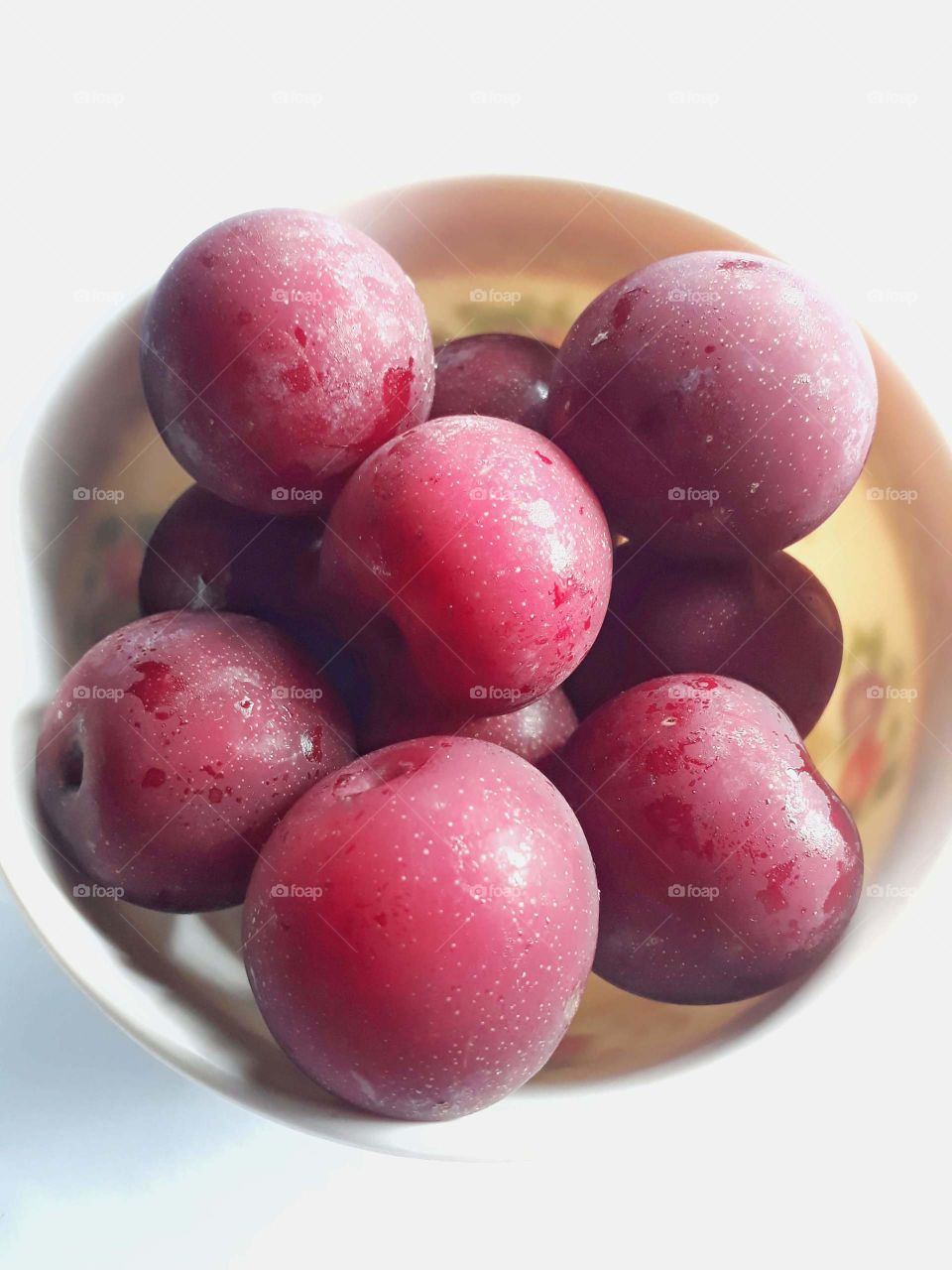 Freshly picked plums