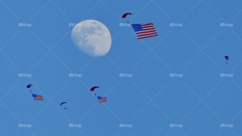 flying flags and the moon