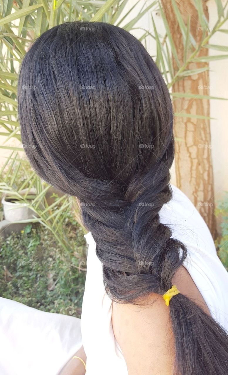 Long fishtail braids