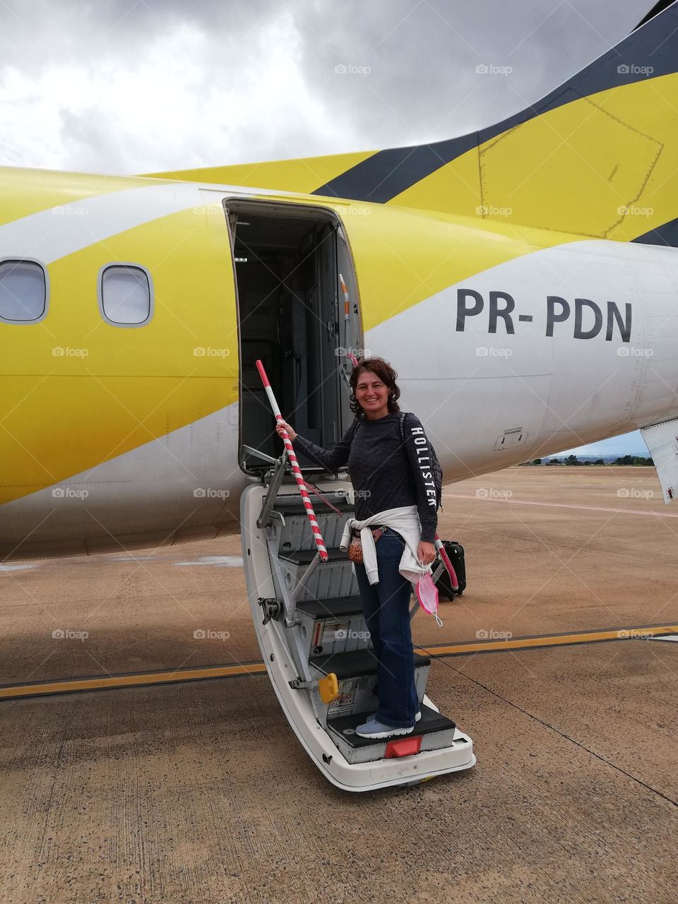 woman boarding on plane