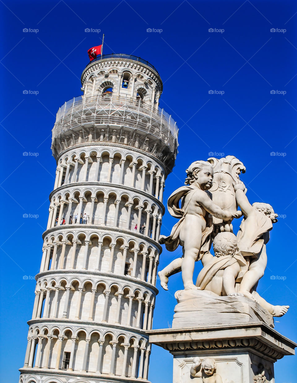 Beautiful statues near the Leaning Tower of Pisa, Italy